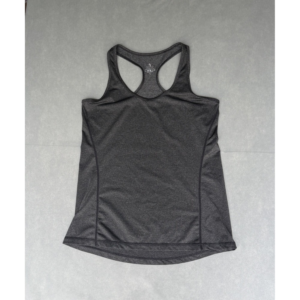 Icyzone Womens Gray Heathered Racerback Activewear Tank Top Size L Scoop Neck